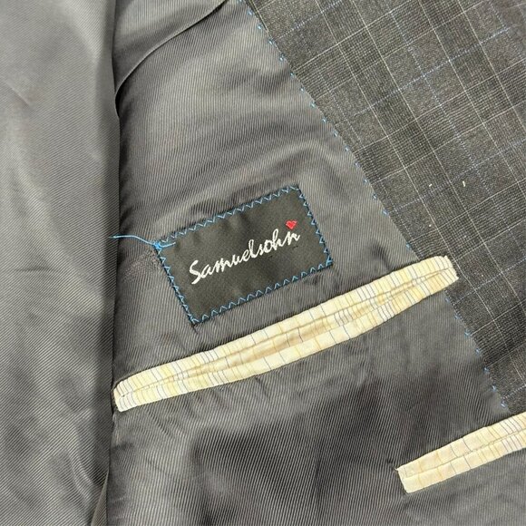 Samuelsohn Loro Piana Blazer Check Super 130's Wool Grey Sport Coat 46R - Picture 9 of 11